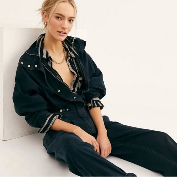 AGOLDE Ina Zip Denim Jumpsuit in Washed Black Size 0 - Picture 1 of 16
